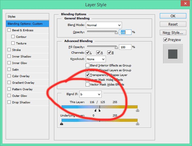 Blending options for image layer